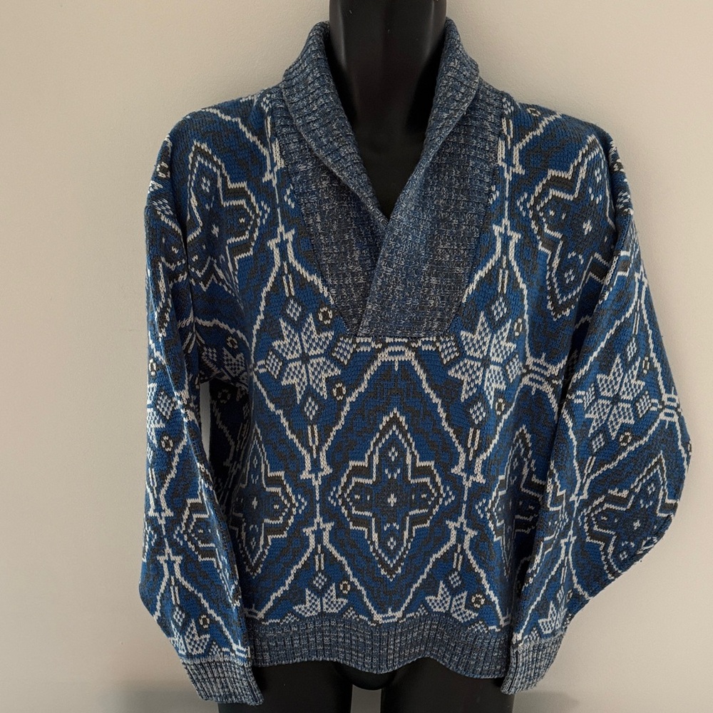Givenchy Blue and White V-Neck Sweater